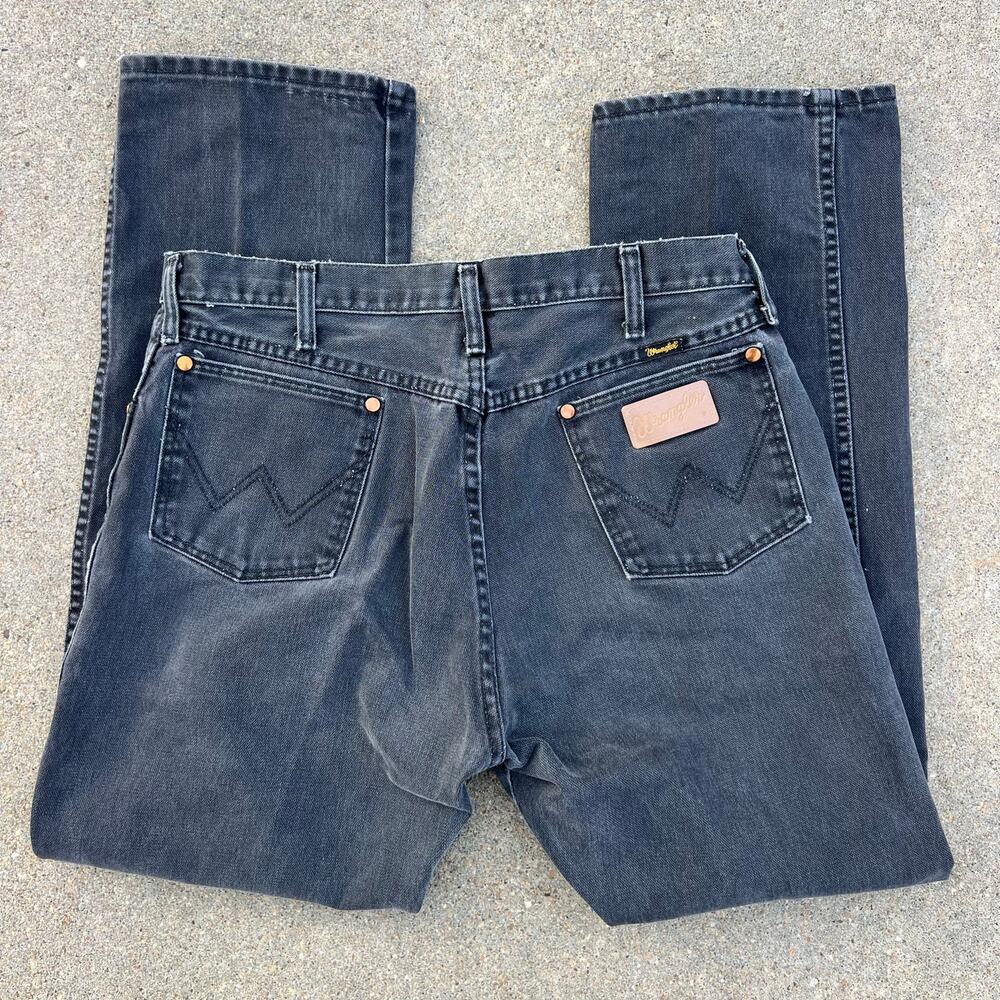VTG 80s Wrangler 13MWZ Black Faded Charcoal Jeans 36x32 Cowboy Cut Original Fit